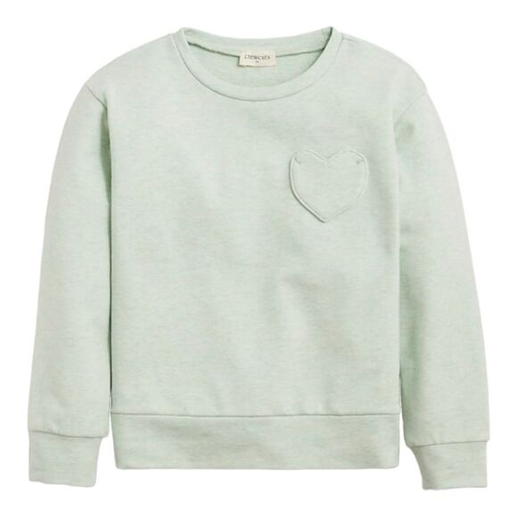 Crewcuts Heart Pocket Crewneck XS (4–5) Aqua Blue | Everyday Favorite - Picture 2 of 9
